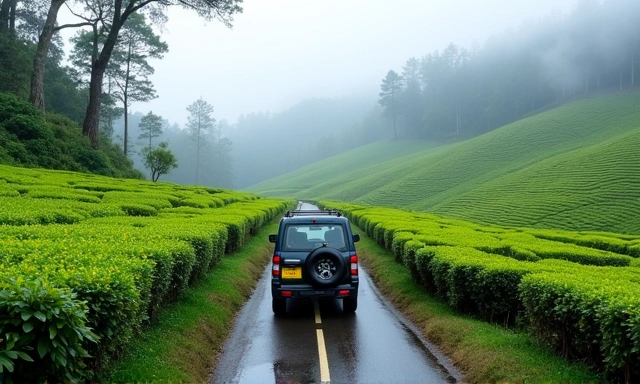 Self drive car on a scenic Northeast India highway
